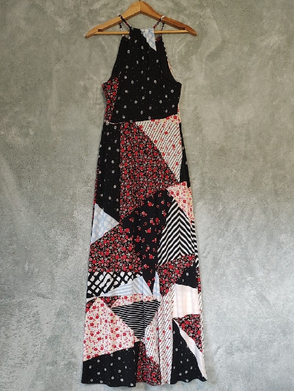 Candie's Black & Red Patchwork Halter Maxi Dress - Picture 8 of 15